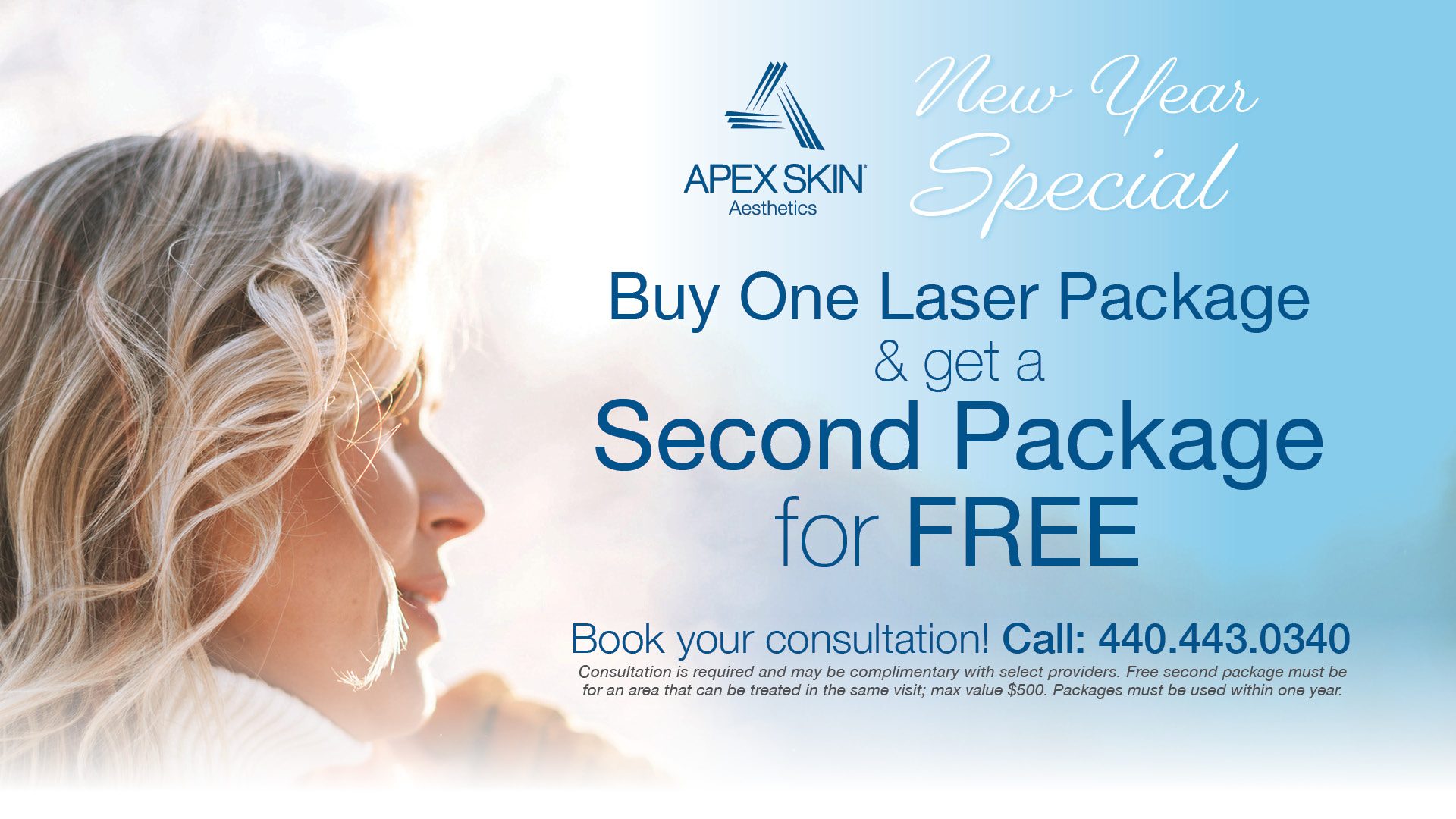 New Year laser treatment special at Apex Skin Aesthetics – buy one laser package and get a second package free